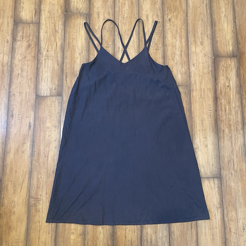 SOULBERRY Japanese Brand Cotton/Suede Dress M Dark Blue Crisscross Back